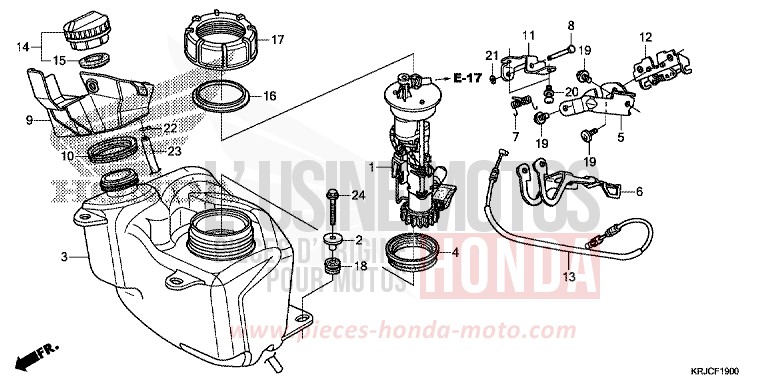 FUEL TANK for S-Wing ABS PEARL NIGHTSTAR BLACK (NHA84) from 2012